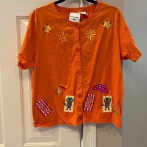Michael Simon orange car cardigan top size xl